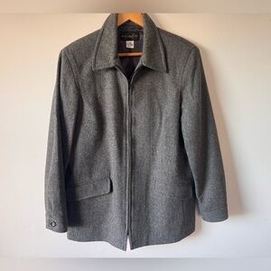 Vintage Gray Wool Coat / Zip Jacket Workwear Eclectic Grandpa Size 10